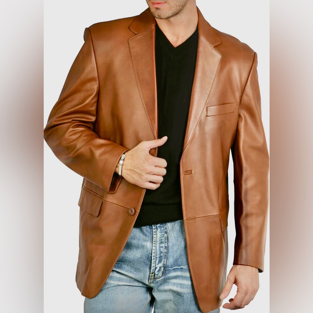 Daniel Hechter Brown Leather Sport Coat Blazer